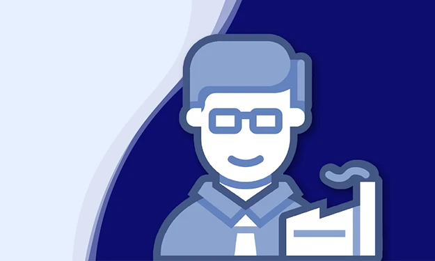 Holger Geck, Leiter Marketing und Produktdatenmanagement bei Gust. Alberts, lächelt in die Kamera. Er hat kurzes, graublondes Haar und einen kurzen Bart. Er trägt ein weißes Hemd und ein dunkles Sakko. Im Hintergrund ist eine geschwungene Wellenform in Weiß, Hellblau und Dunkelblau zu sehen.